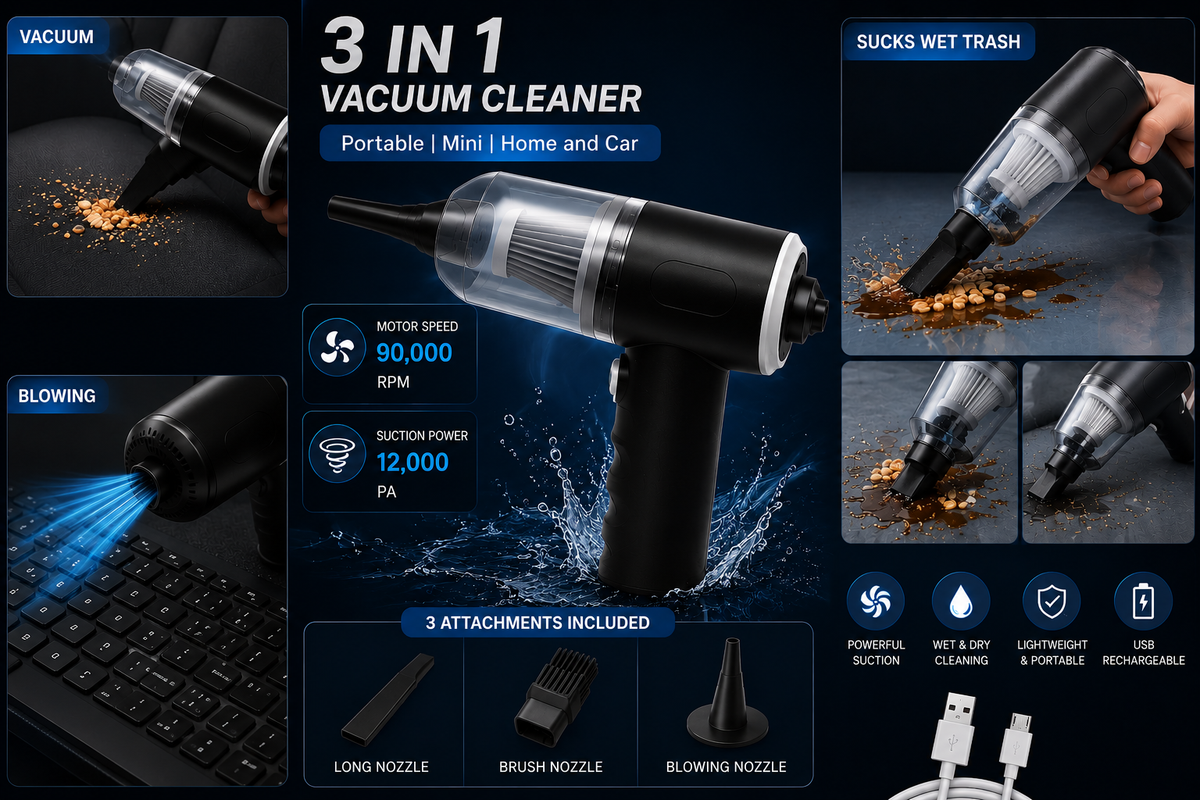 3-in-1 Mopping Mini Vacuum Cleaner